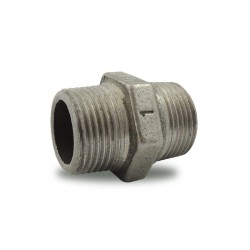FIG 281 - Mamelon en fonte malléable Mâle/Mâle, filetage pas a droite et pas a gauche, noir