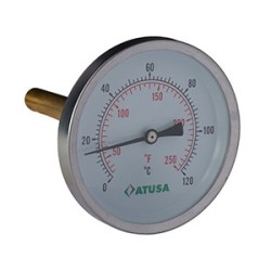 VS620 - Thermomètre bimétallique axial 80mm - sonde 100mm