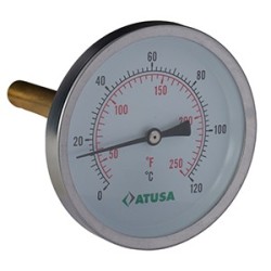 VS630 - Thermomètre bimétallique axial 100mm - sonde 100mm