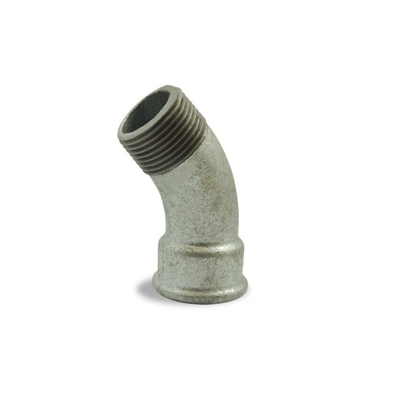 FIG 40 - Courbe à grand rayon 45° en fonte malléable, Mâle et Femelle, noire