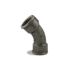 FIG 41 - Courbe à grand rayon 45° en fonte malléable, Femelle/Femelle, noire